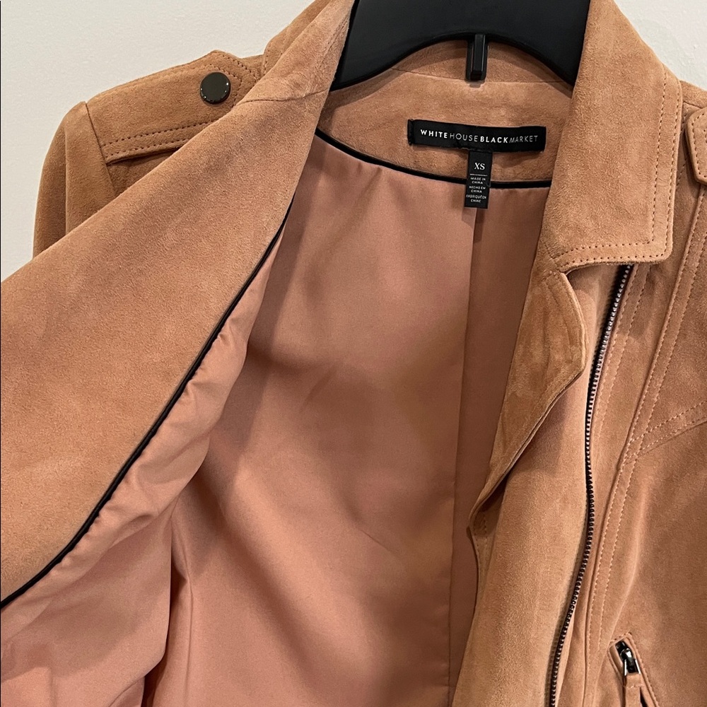 Genuine Leather White House Black Market Camel Suede Moto Jacket, Size XS - Picture 12 of 16
